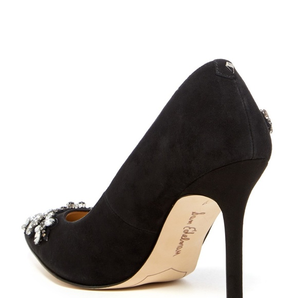 Sam Edelman NEW Stiletto Heel Dress Pump Jewel Embellished Gem Suede Leather🎉HP - Picture 4 of 11